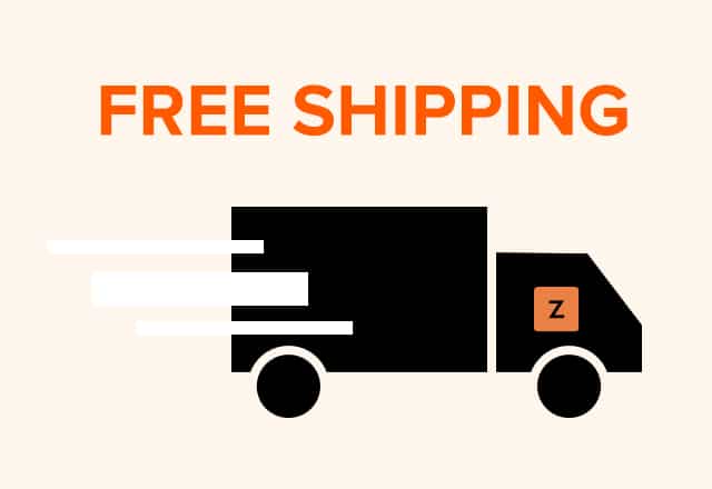 the words free shipping with graphic of delivery truck