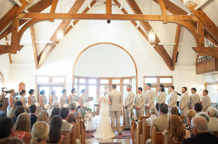 wedding party during church ceremony