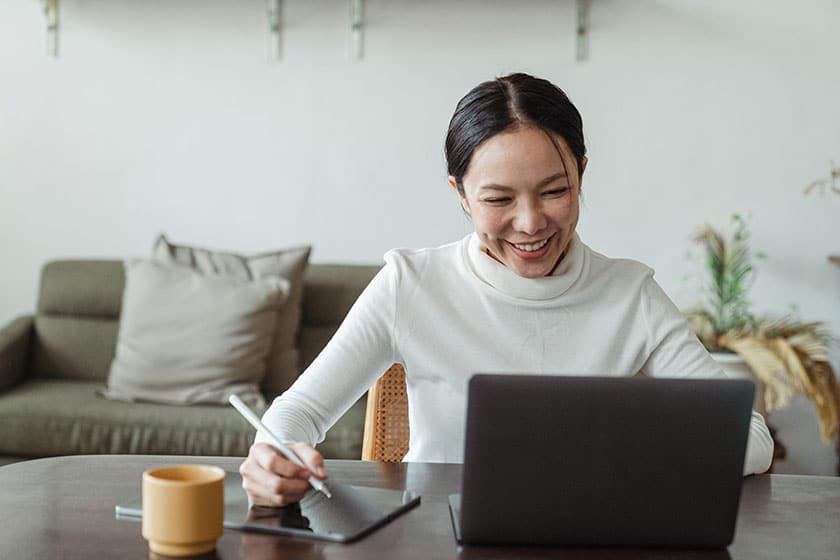 woman having zoom meeting