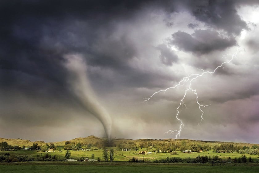 Tornado and lightning extreme weather photography