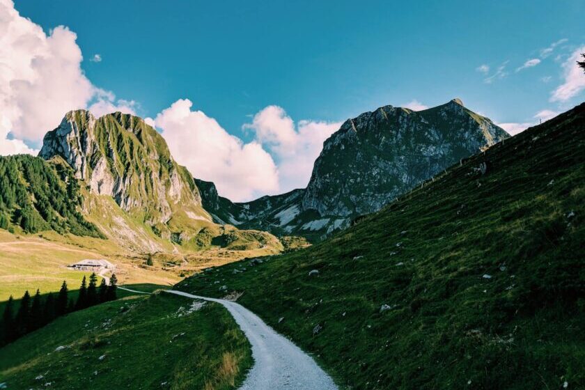 landscape photography of green mountains