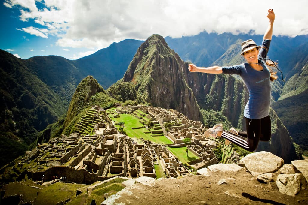 portrait of Laura Grier above ruins