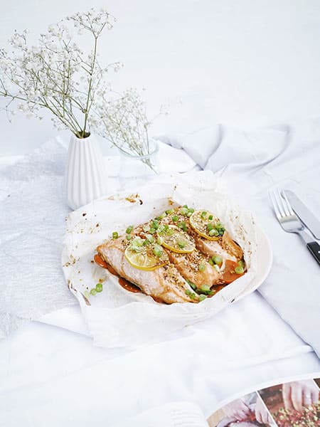 meal on white table cloth