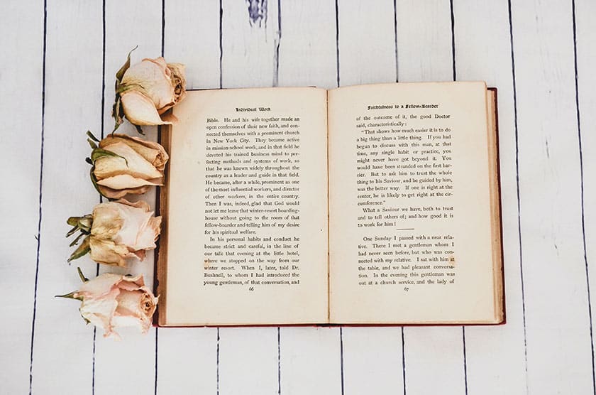 still life book on table