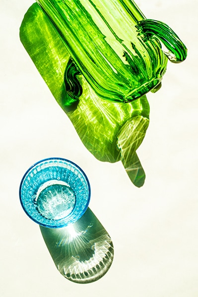 still life colorful glass with shadow