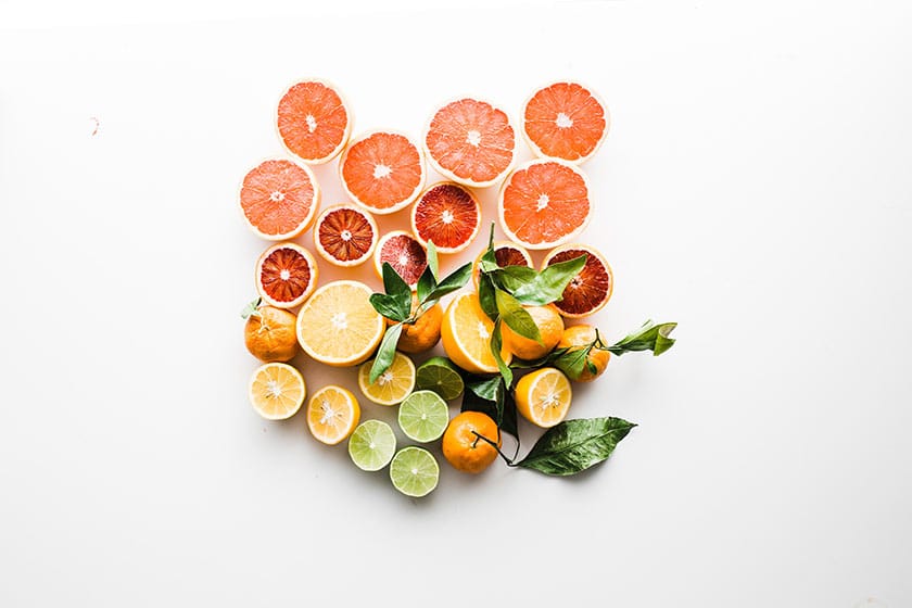 still life cut fruits in circles