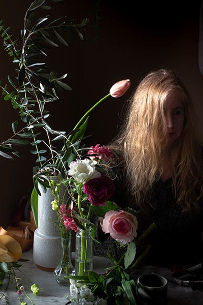 portrait of woman still life with floral