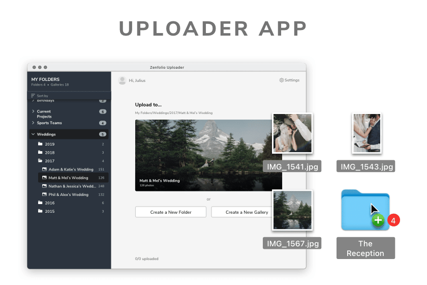 preview of the Zenfolio desktop image uploader app