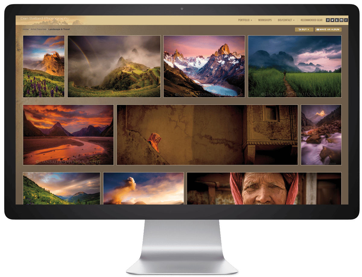 Dan Ballard gallery website on desktop computer