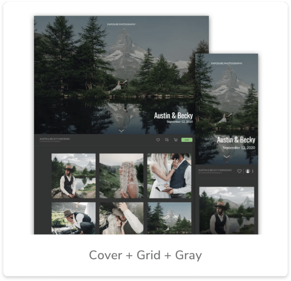 online photo gallery template with title grid gray