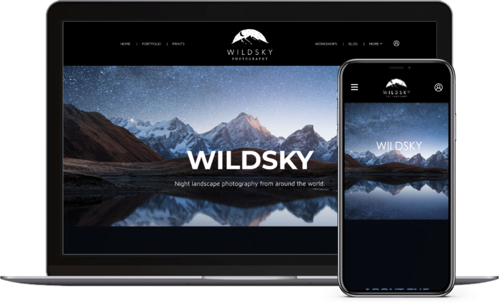Landscape Photography solutions website example on desktop and mobile