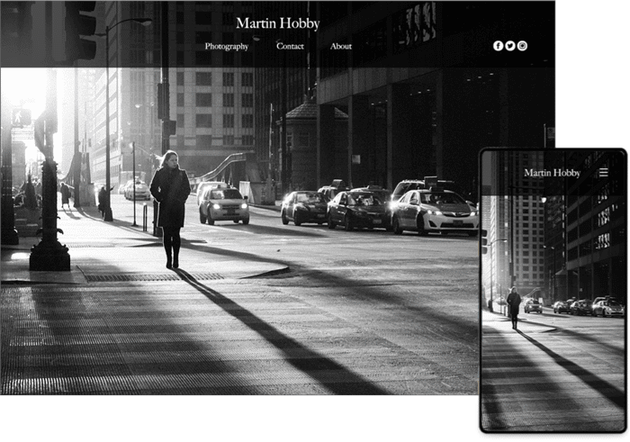 online photo gallery template page of street photos