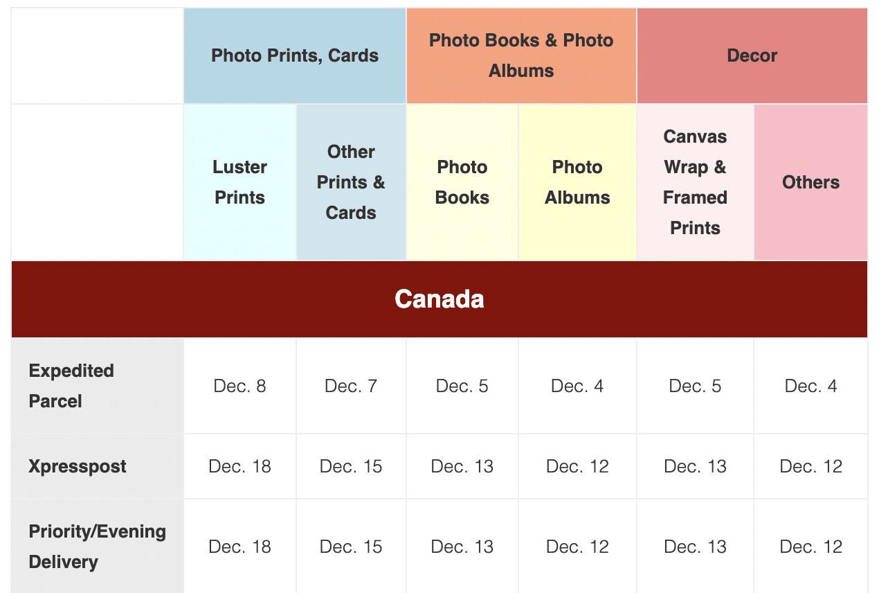 Pikto holiday product shipping deadlines 2023