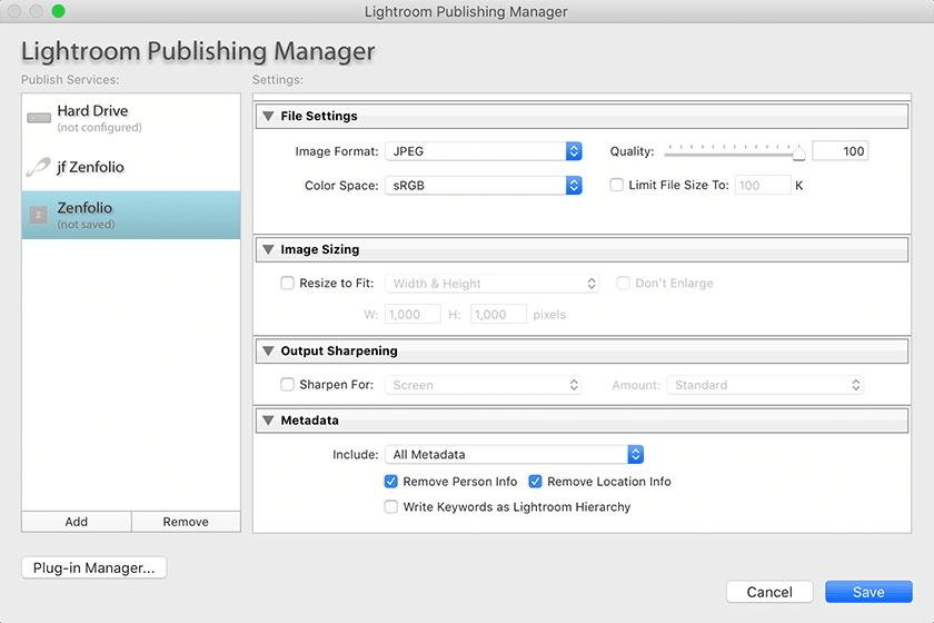 Adobe Lightroom quality settings